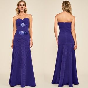 TADASHI SHOJI JOVIAN STRAPLESS PINTUCK SEQUIN GOWN PURPLE SIZE XS NEW